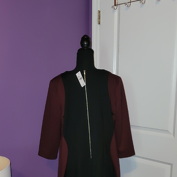 Lane Bryant Black and Burgundy Quarter Sleeve Dress Sz: 14 NWT - Picture 6 of 8